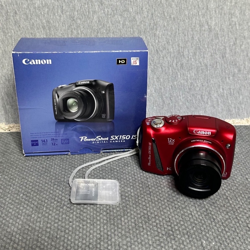Canon PowerShot SX150 IS 14.1MP Digital Camera 12x Zoom Red PC1677 Boxed